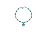 Silver and Turquoise beads charm bracelet
